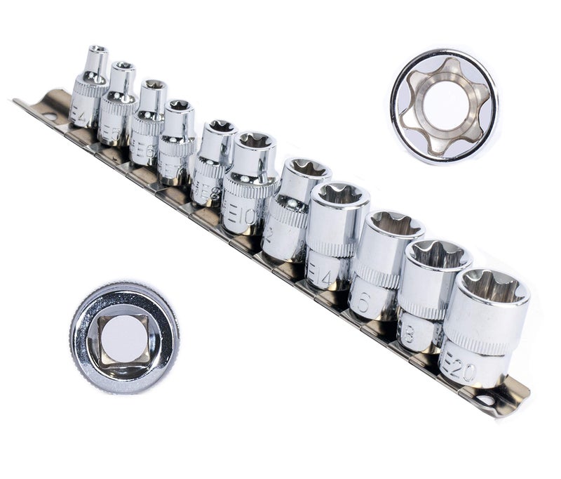 eHomeA2Z 11 Pc E-Torx Female Star Drive Sockets Set CR-V Steel E4 - E20 - Image 1